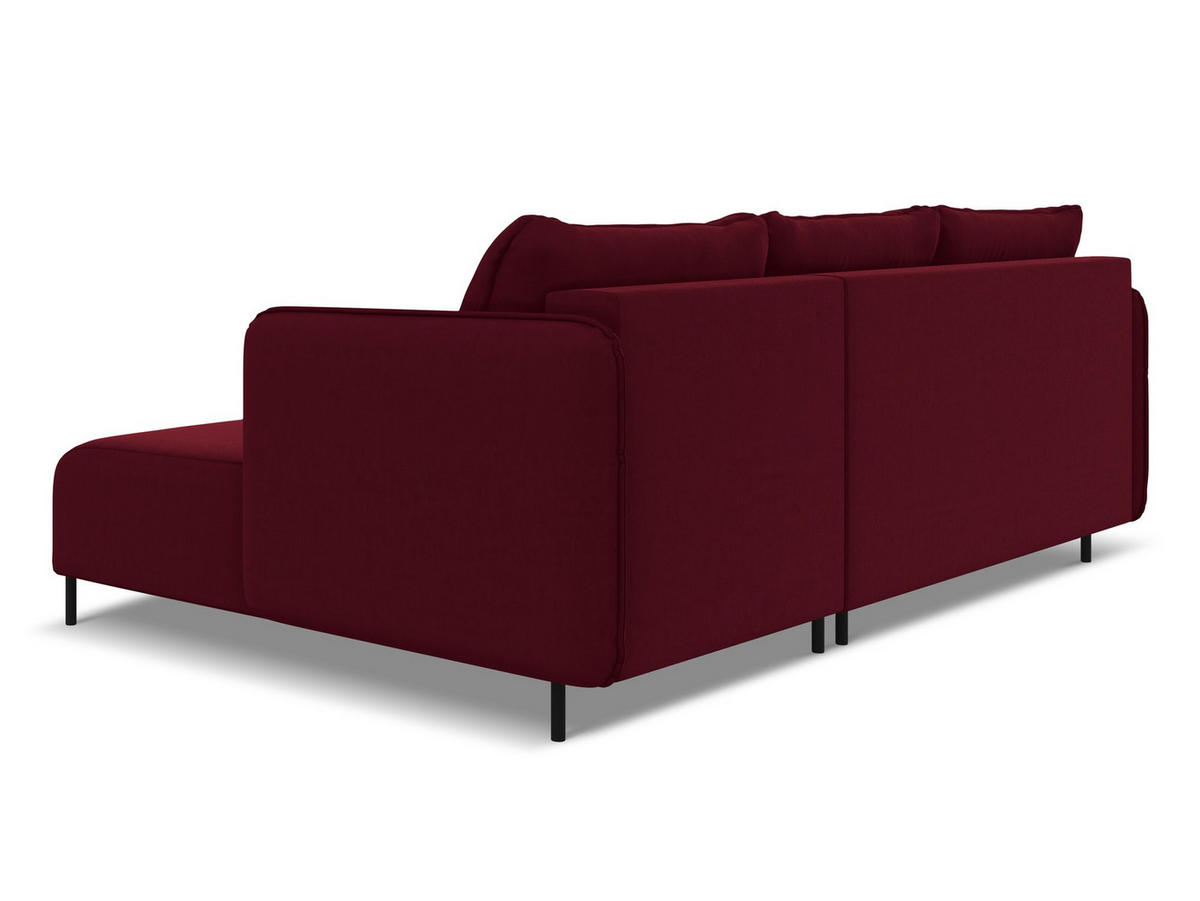 ECKSOFA mit Schlaffunktion Samt Stoff Rot - Bordeaux/Rot, Holz/Textil (236/162cm) - Makamii