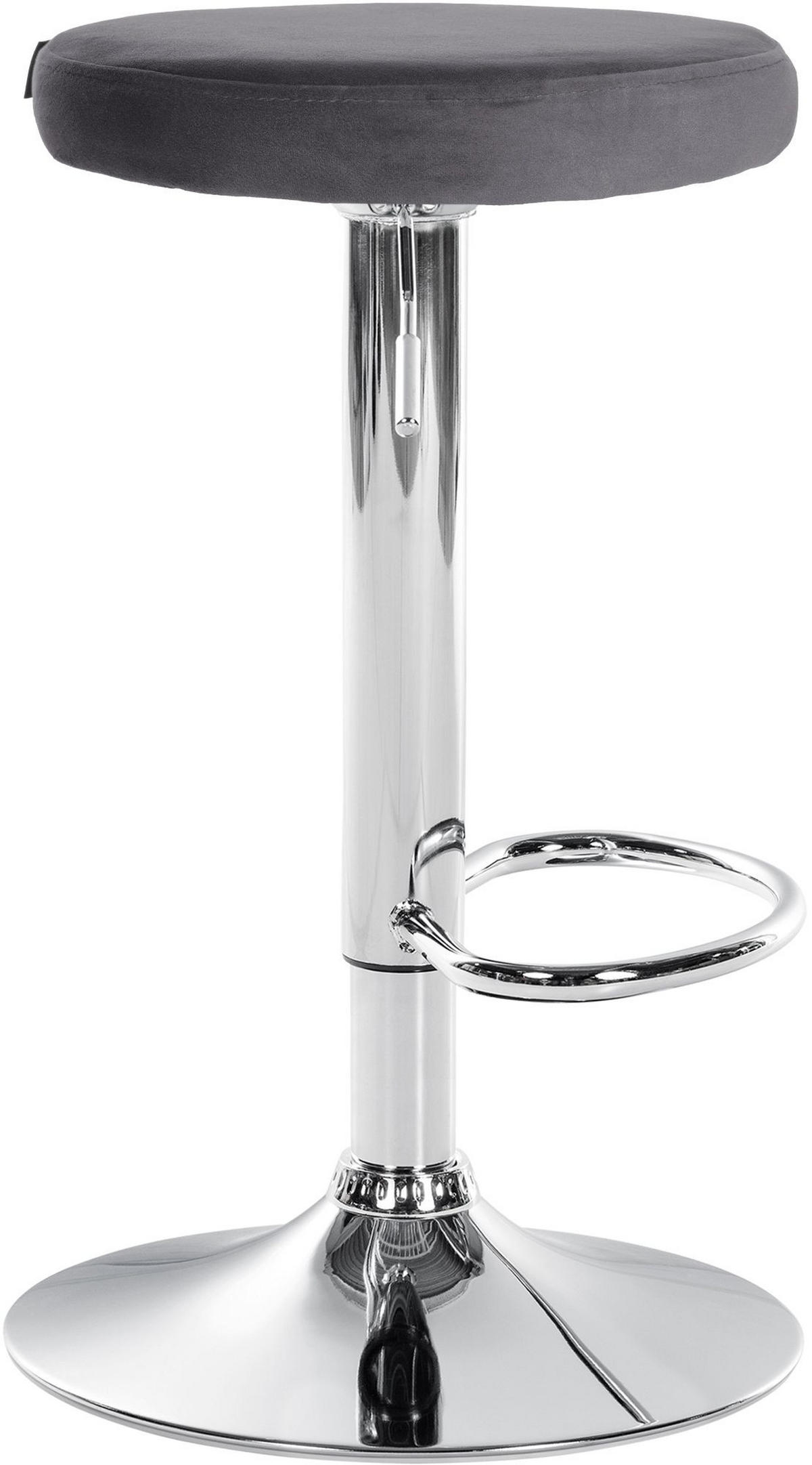 BARHOCKER Samt dunkelgrau - Chromfarben/Dunkelgrau, Textil/Metall (38.5/60/38.5cm) - CLP