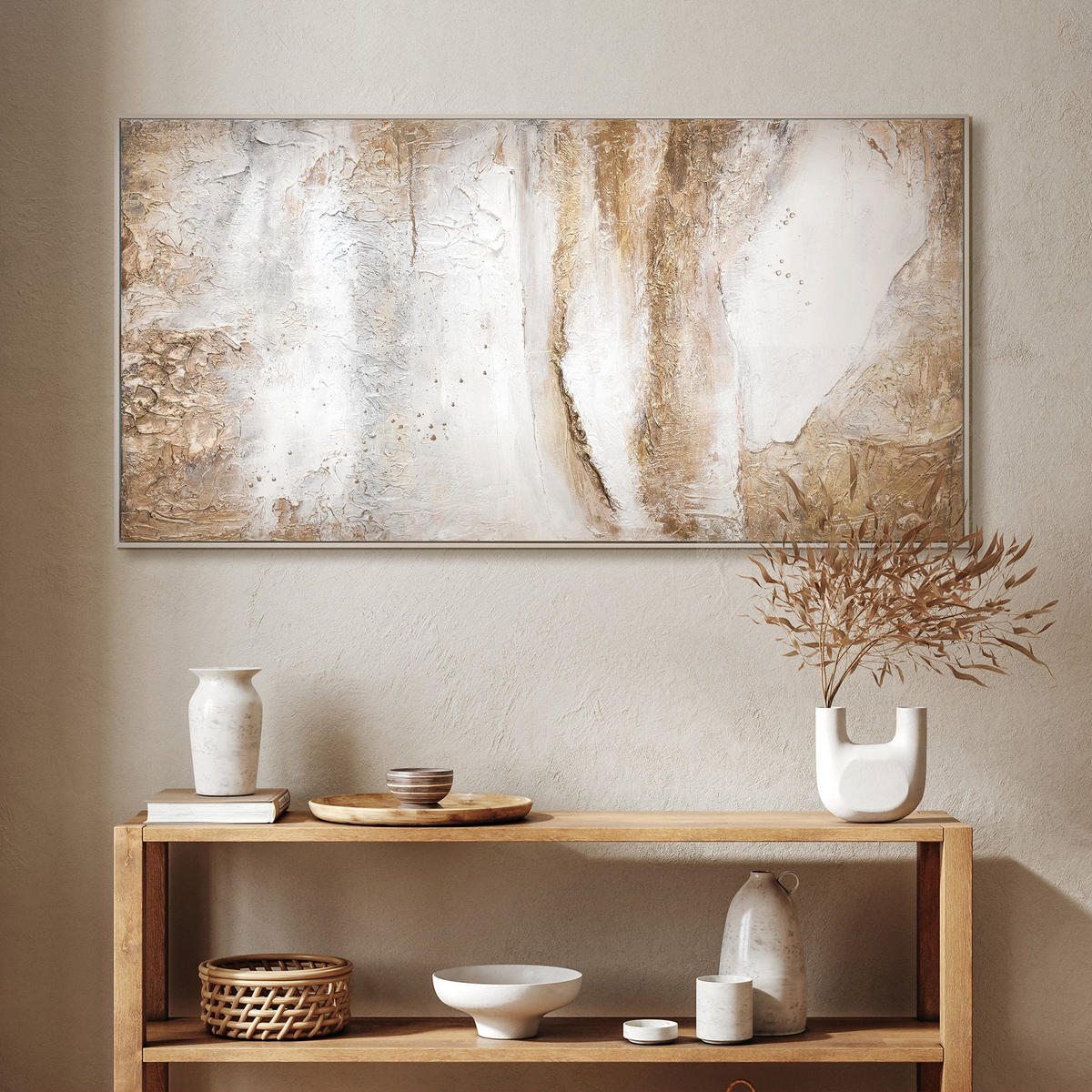GEMÄLDE Ästhetik Schattenfugenrahmen Weiß 160x80 cm - Weiß, Holz (160/80cm) - YS-art gallery