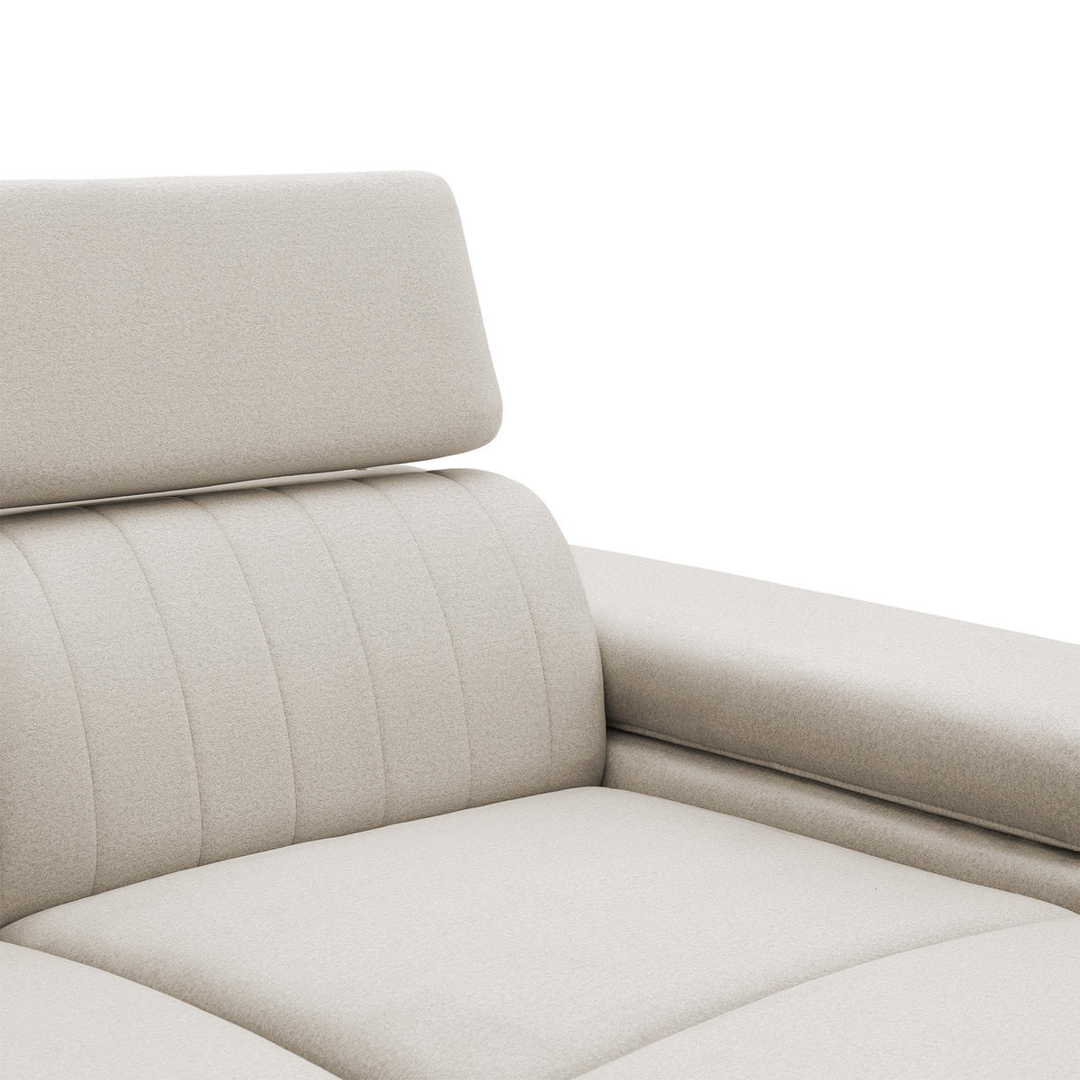 ECKSOFA FELIX L Rechts mit Schlaffunktion Velours Creme - Creme/Schwarz, Holz/Textil (176/257cm) - Muffo