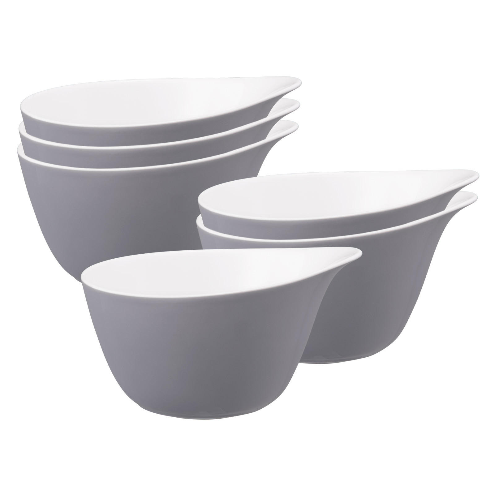 MÜSLISCHALEN Life Fashion Elegant Grey 600 ml 6er Set - Grau, Keramik (15.7/13.7/8.4cm) - Seltmann Weiden