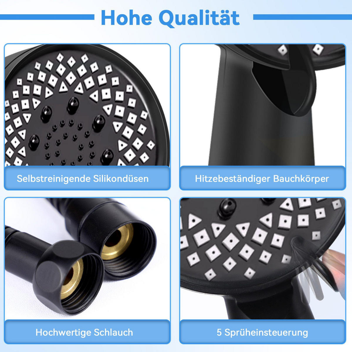 DUSCHKOPF WasserOase - Schwarz, Kunststoff (4/26/9cm) - Nettlife