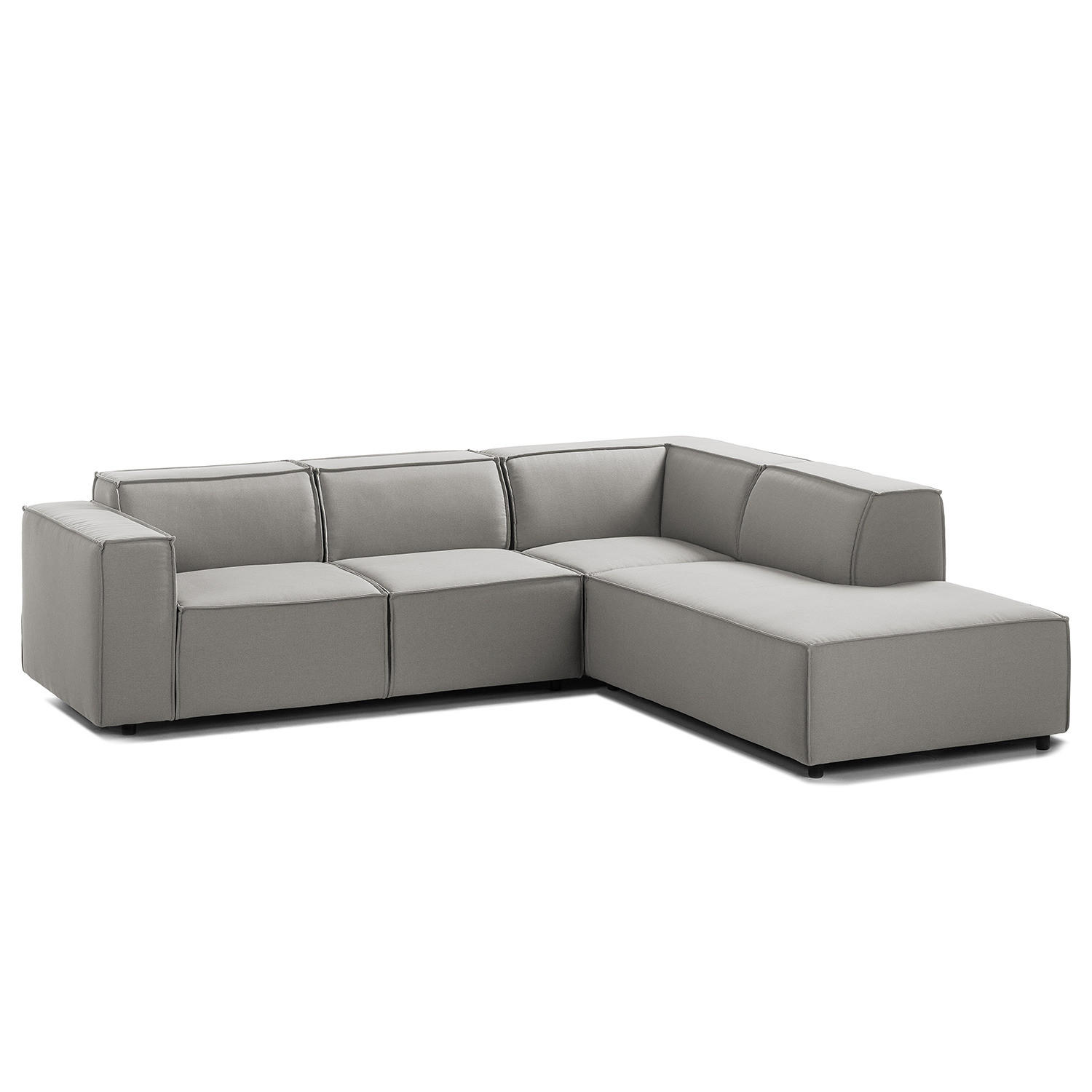 ECKSOFA mit Ottomane - Graubraun/Schwarz, Kunststoff/Textil (260/234cm) - home24