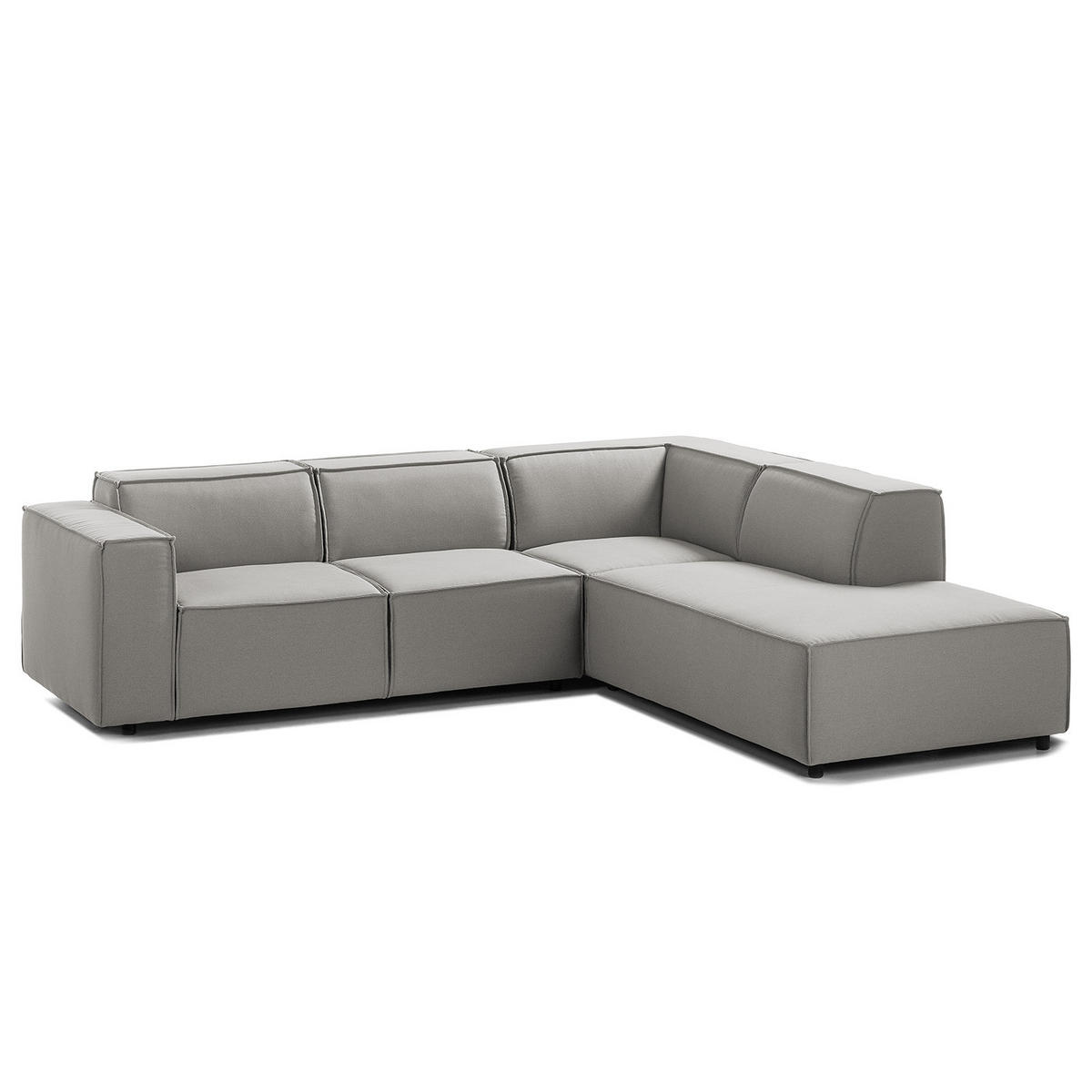 ECKSOFA mit Ottomane - Graubraun/Schwarz, Kunststoff/Textil (260/234cm) - home24