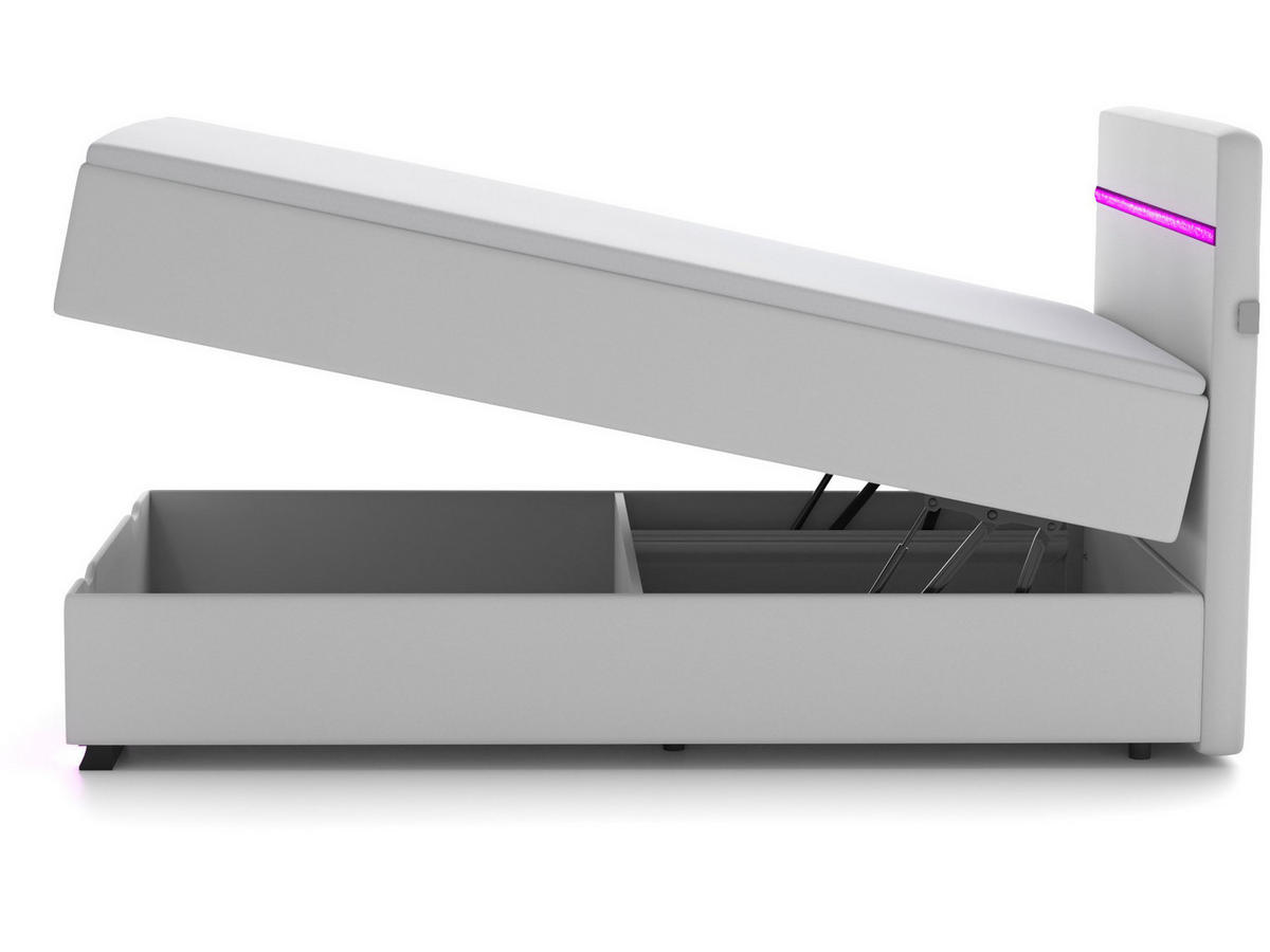 BOXBETT Ontario weiß 120/200cm LED Kunstleder - Weiß, Textil (120/200cm) - wonello