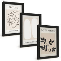 BILDER SET 3er Set - 20x30 cm Schwarzer Rahmen - Matisses stilvolle Pflanzenbilder - Schwarz, Kunststoff (20/30cm) - TULUP