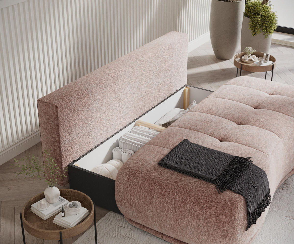 SCHLAFSOFA Cirrus Rosa Chenille - Schwarz/Rosa, Holz/Holzwerkstoff (206/95/105cm) - Maison de Reve