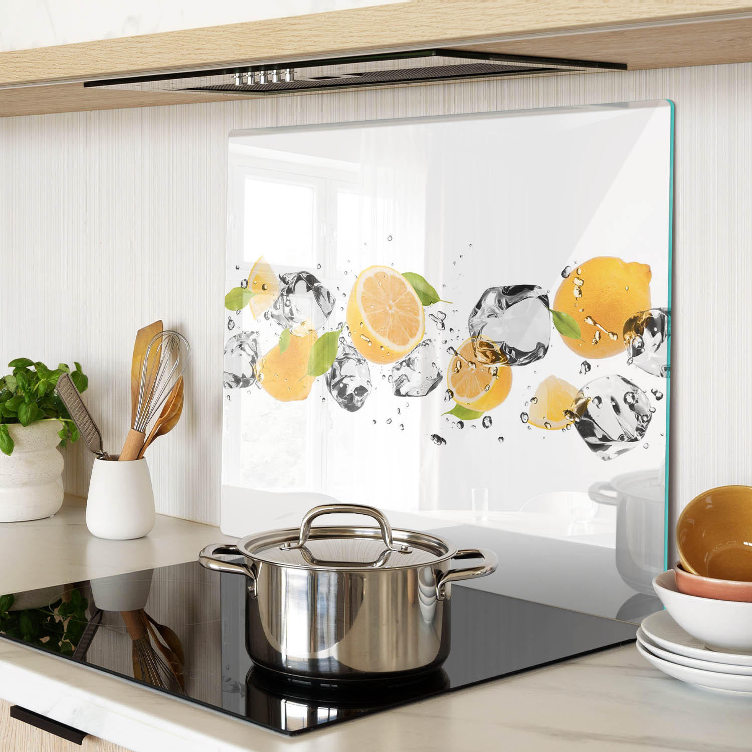 GLASPLATTE 60x52 cm Zitrone und Wasser - Gelb, Glas (60/0.4/52cm) - TULUP