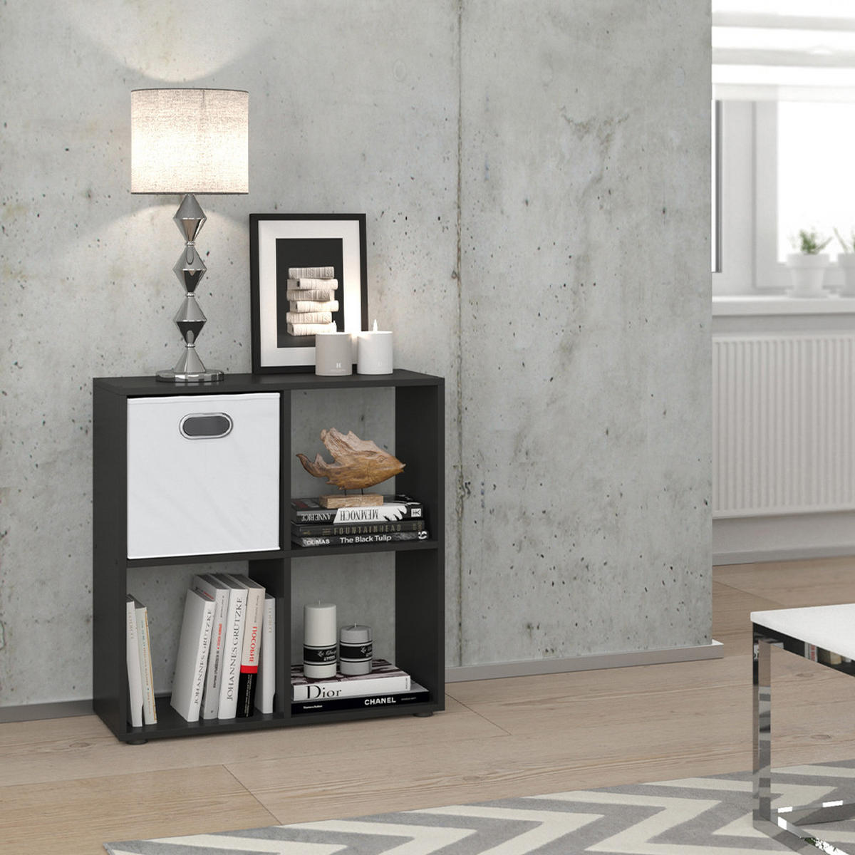 RAUMTEILER Tetra Schwarz 72.6 x 72 cm - Schwarz, Holzwerkstoff (72.6/72/29cm) - Vicco