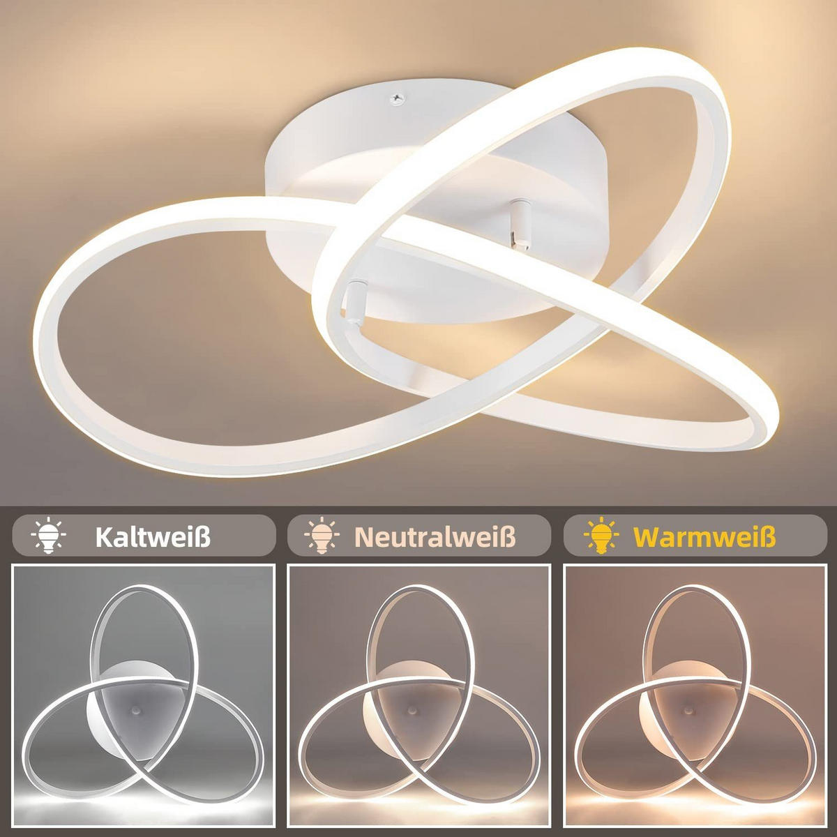 LED-DECKENLEUCHTE Möbius 40/40/14 cm - Weiß, Kunststoff (40/40/14cm) - Nettlife