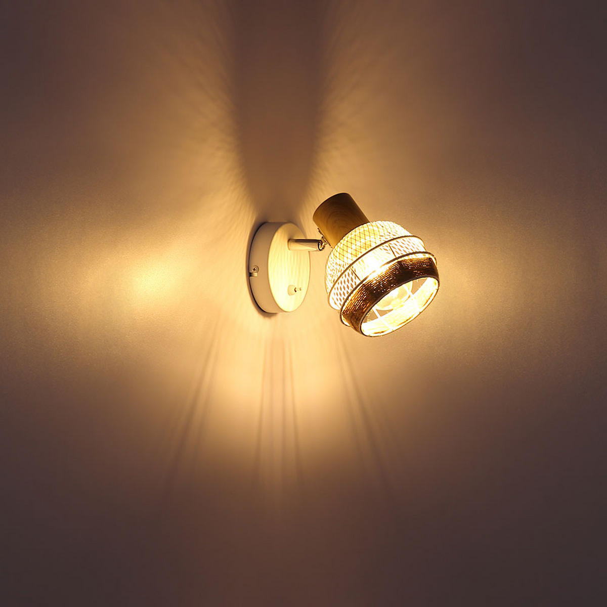 WANDLEUCHTE Holzoptik Weiß - Weiß, Holz (12.2/15/15.6cm) - Globo Lighting