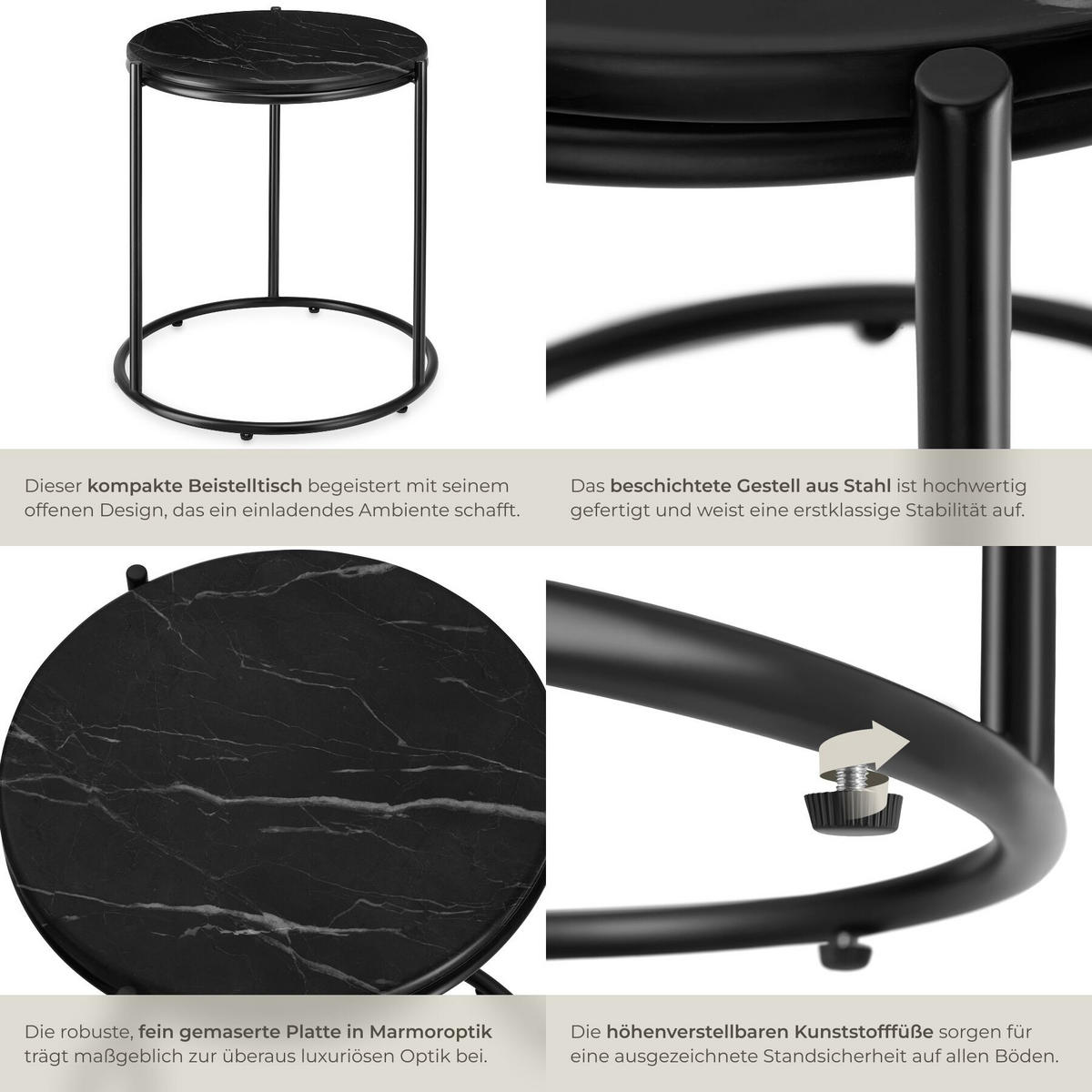 BEISTELLTISCH Ellsa, 43 x 43 x 50,5 cm, schwarz/schwarz - Schwarz, Kunststoff (43/43/50.5cm) - tectake