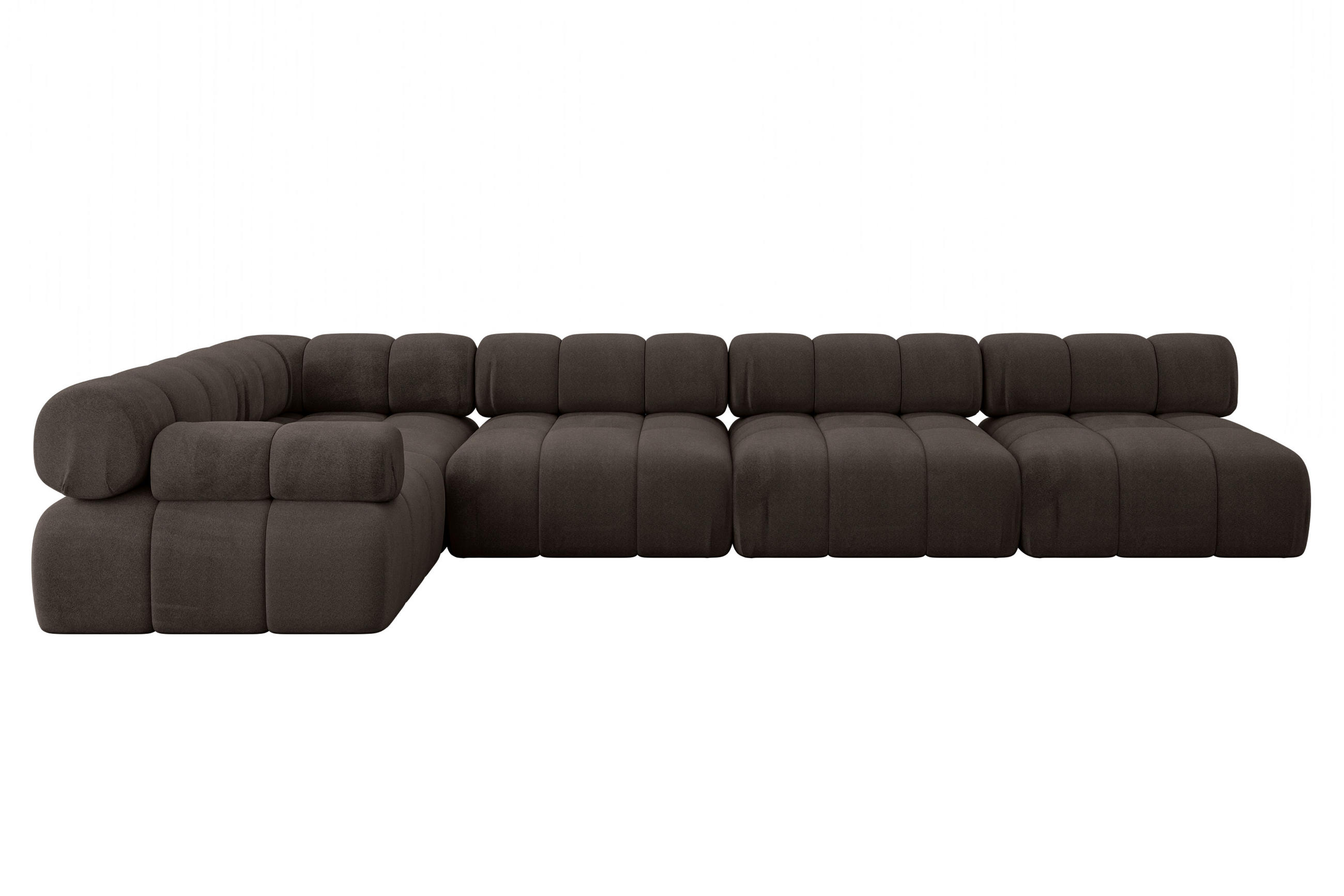 ECKSOFA modulares Sofa Mende-L3 - 380x190x70 cm Braun Velours - Braun, Holzwerkstoff/Textil (380/190cm) - ALTDECOR