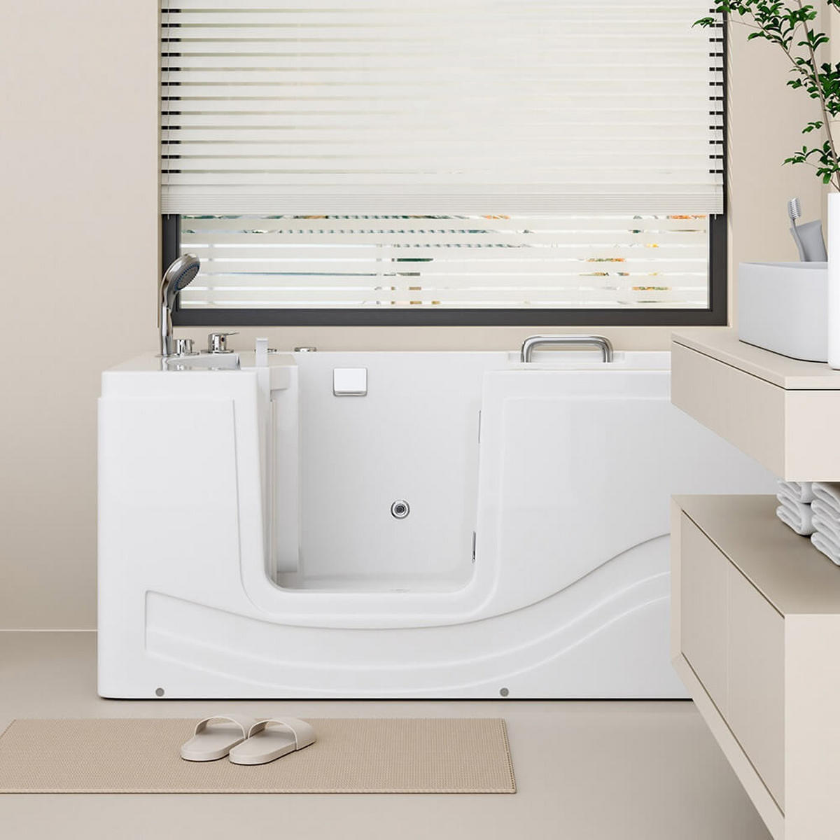 SENIORENBADEWANNE liegend mit Whirlpoolfunktion VITAL M - 153 x 76 cm Links - Weiß, Kunststoff (153/64/76cm) - Home Deluxe