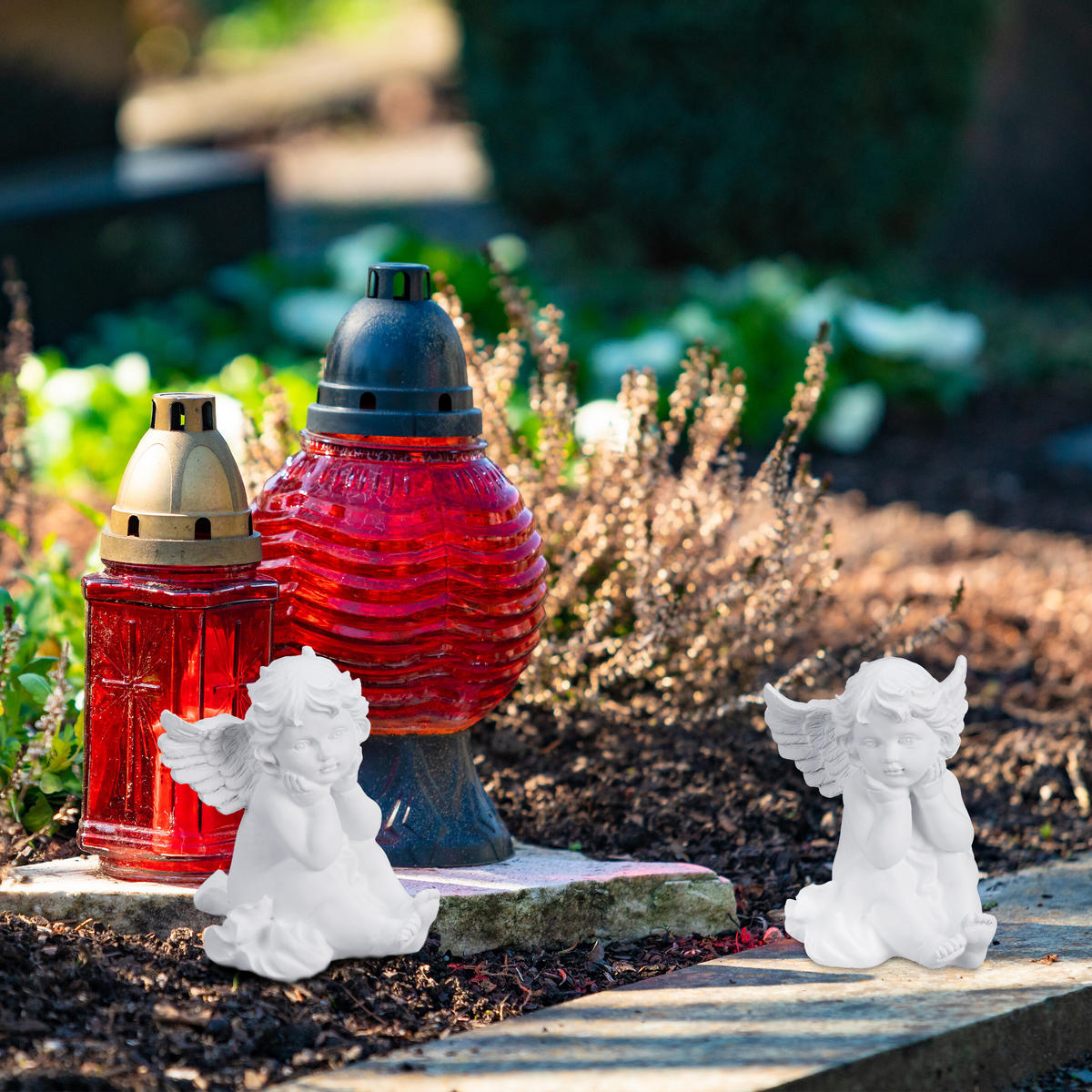 2XGRABENGEL - Weiß, Kunststoff (7/10/9cm) - Relaxdays