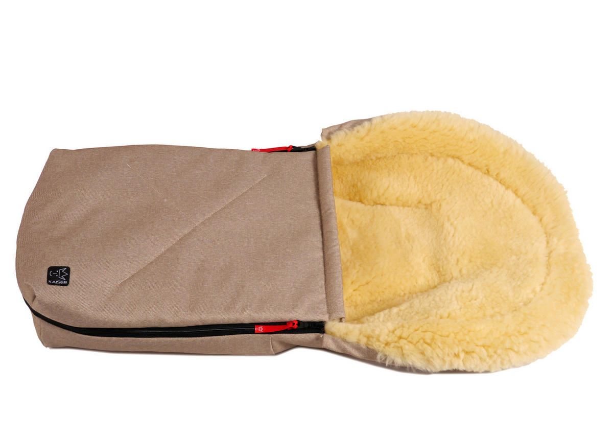 LAMMFELL-BABYSCHALENFUSSSACK Emma, sand melange - Hellbraun, Fell (37/7/80cm) - Kaiserbaby