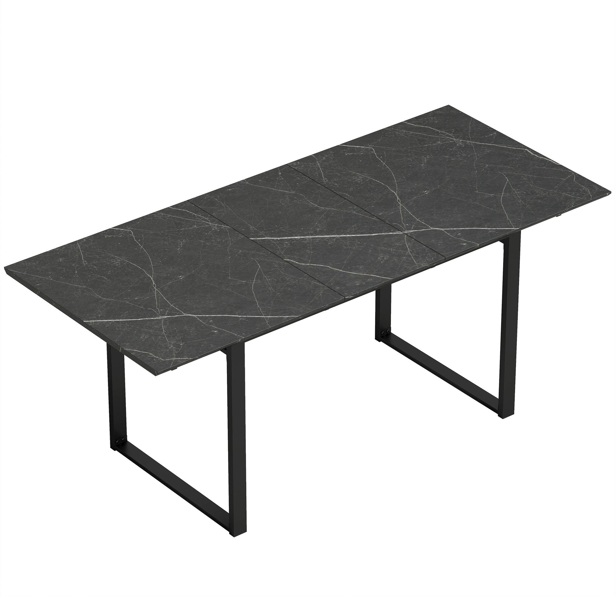 AUSZIEHBARER Esstisch MDF Schwarz - Schwarz, Holzwerkstoff (180/80/75cm) - HOMCOM