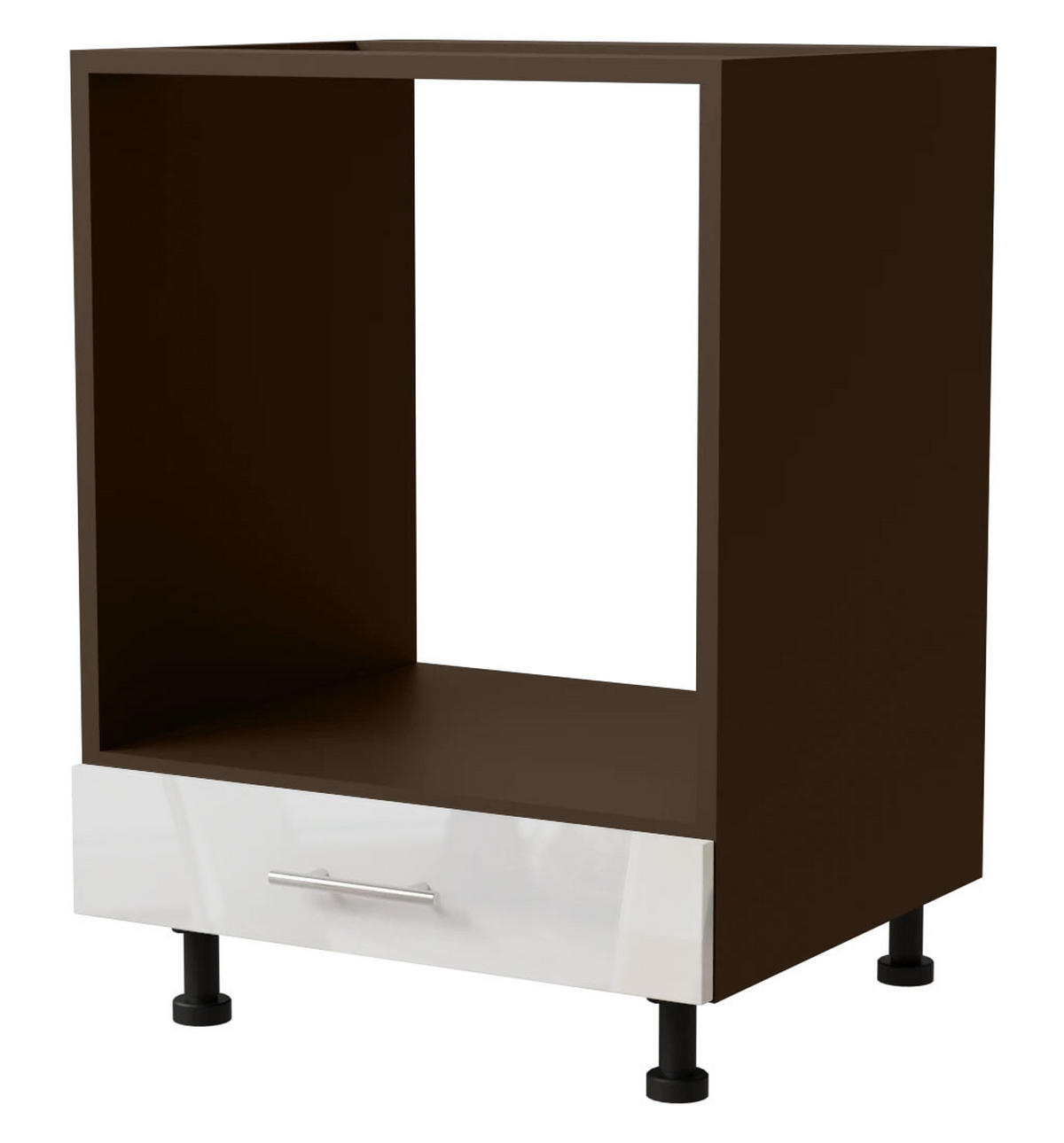 HERDUMBAUSCHRANK Essen D11K/60 Weiß Hochglanz / Lava Matt 60 / 50 / 82cm - Dunkelgrau/Weiß Hochglanz, Holz/Holzwerkstoff (60/82/50cm) - Feldmann-Wohnen