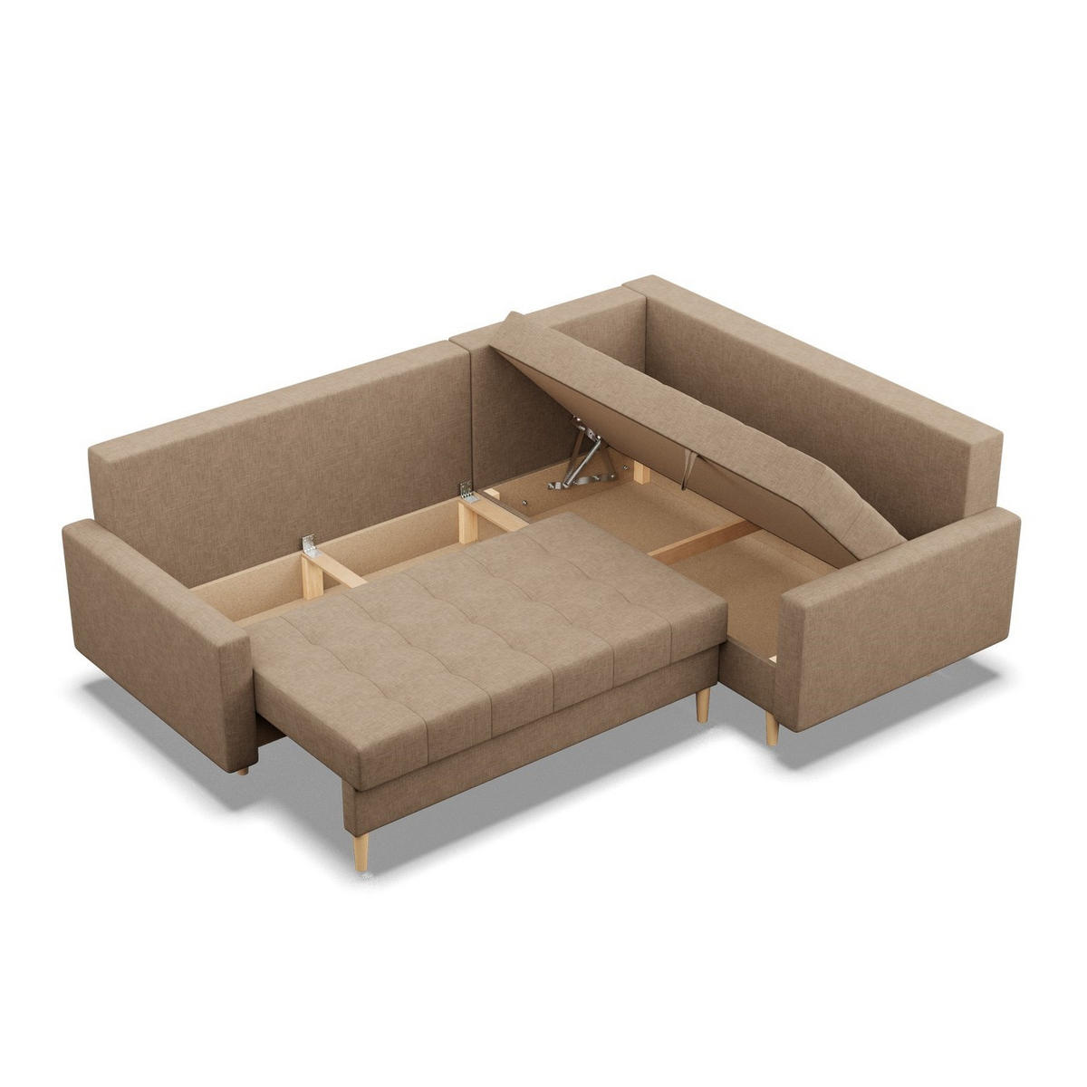 ECKSOFA RECHTS MIT SCHLAFFUNKTION ELMA, Braun - Braun, Textil (223/172cm) - Mebligo