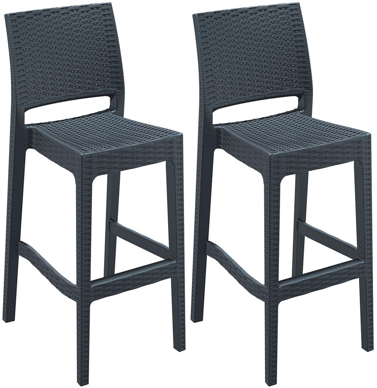 BARHOCKER 2er Set Kunststoff dunkelgrau - Dunkelgrau/Grau, Kunststoff (40/108/51cm) - CLP