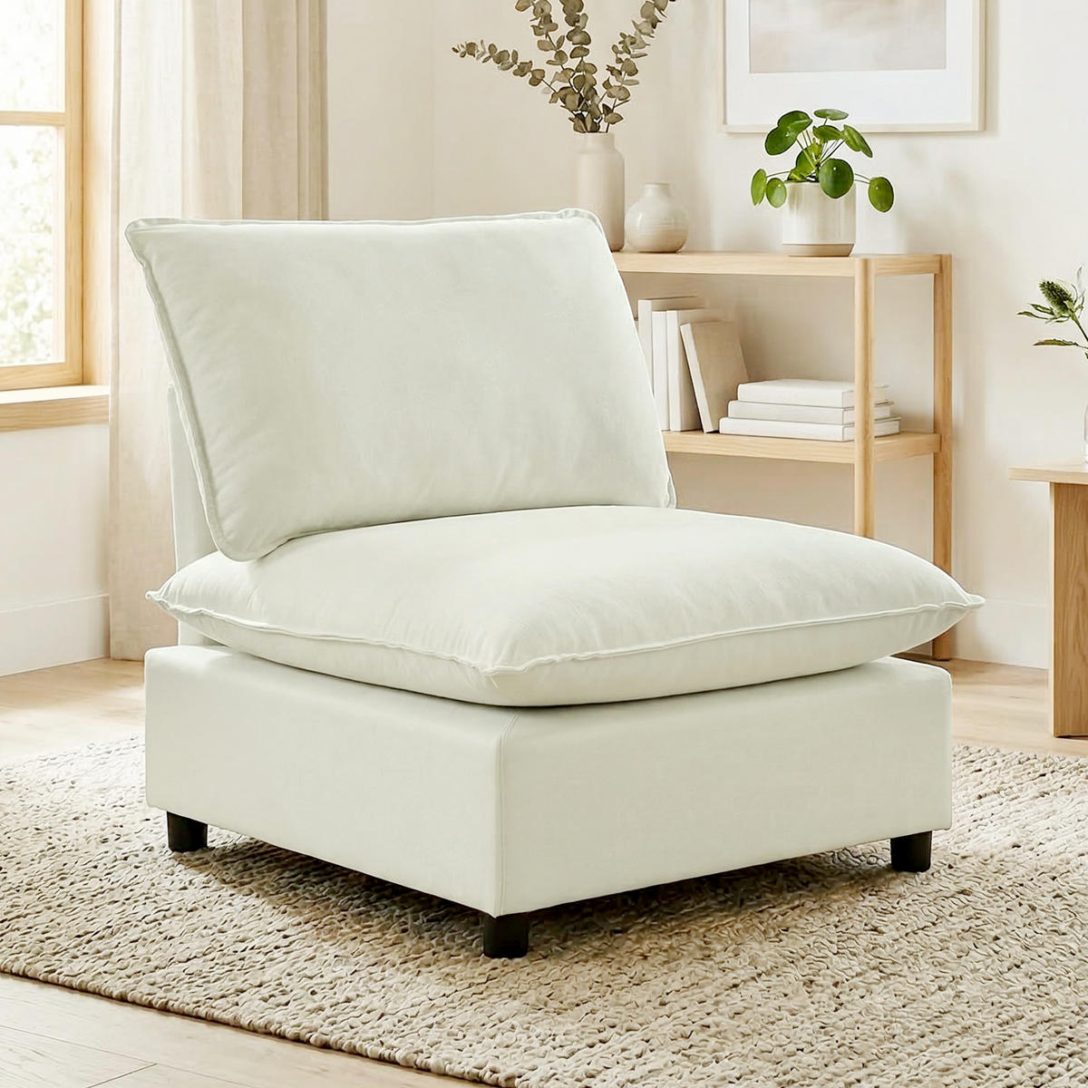 SESSEL DE-13498 1-Sitzer ohne Armlehnen, große Sitzfläche Creme - Creme, Textil (85/78/74cm) - ComfortXL