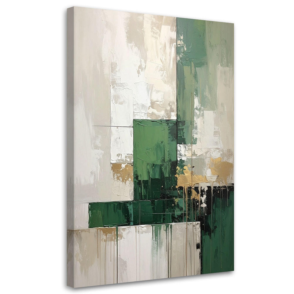 BILD auf Leinwand, Grün beige Abstrakt - Grün, Textil (60/90cm) - Feeby