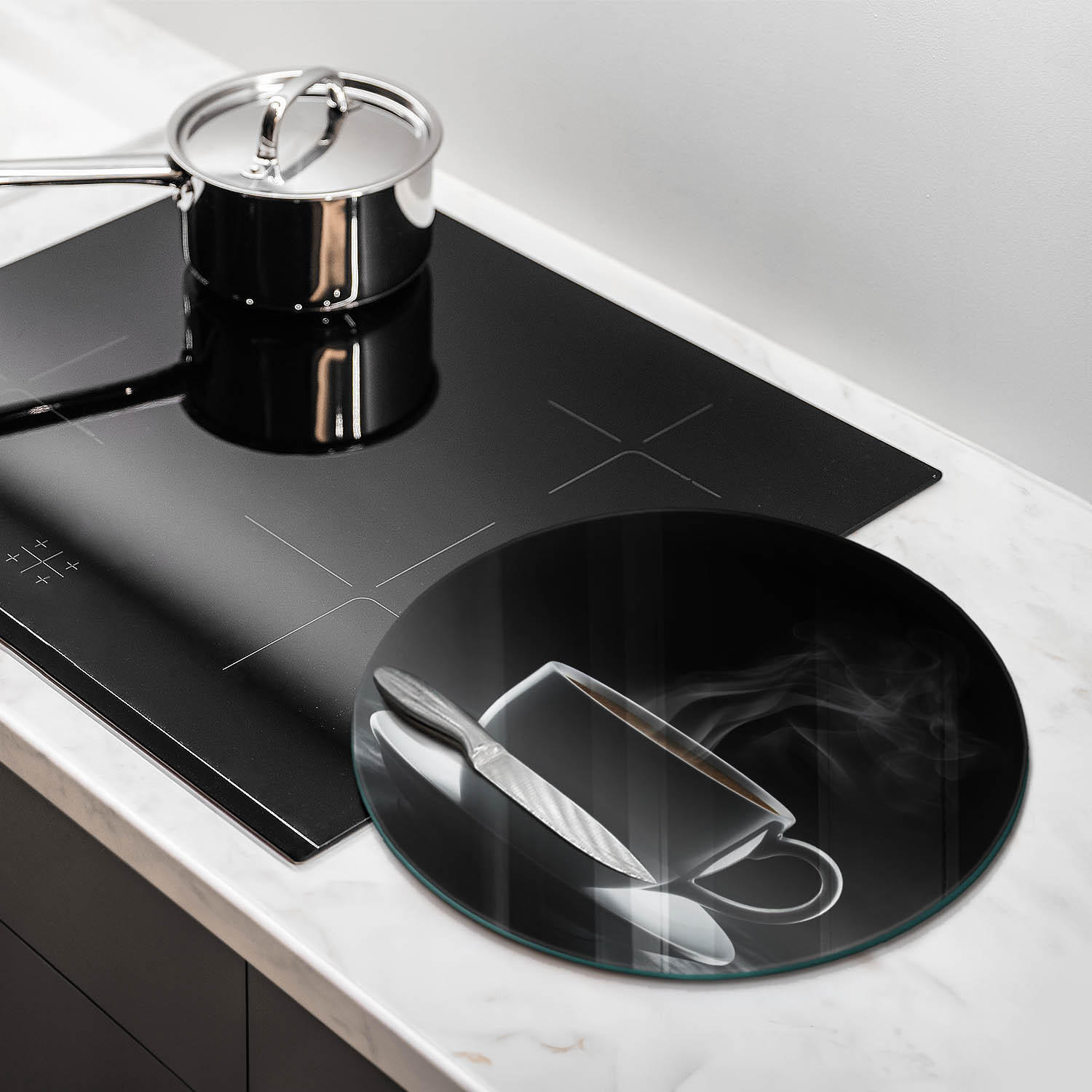 GLASPLATTE Ø 40 cm Heiße Tasse Kaffee - Schwarz, Glas (40/40cm) - Wallfluent