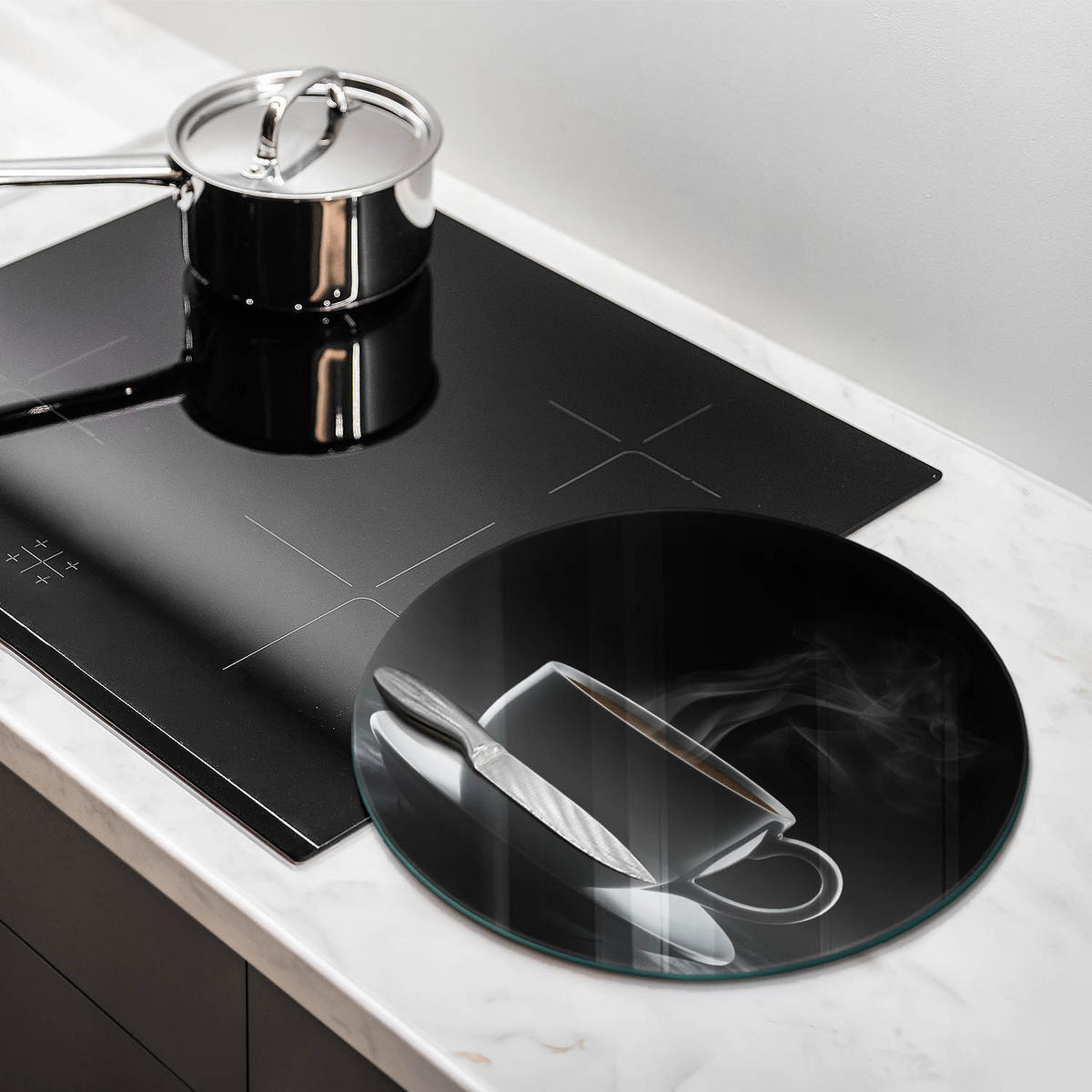 GLASPLATTE Ø 40 cm Heiße Tasse Kaffee - Schwarz, Glas (40/40cm) - Wallfluent