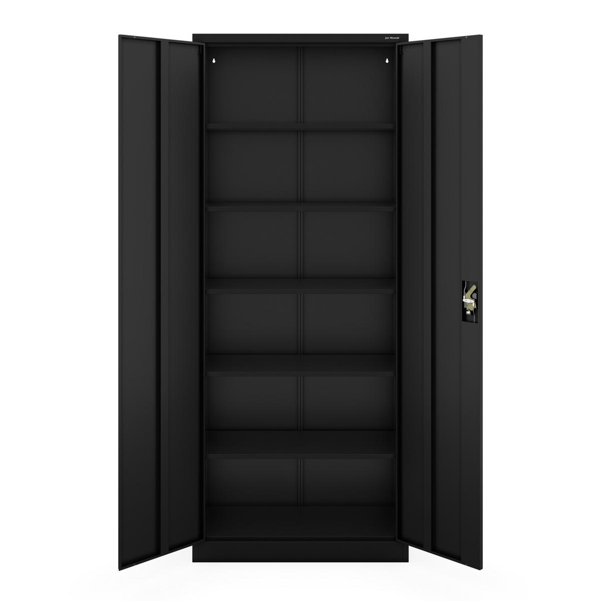 AKTENSCHRANK Jan H 220 - Schwarz, Metall (90/220/40cm) - Jan Nowak