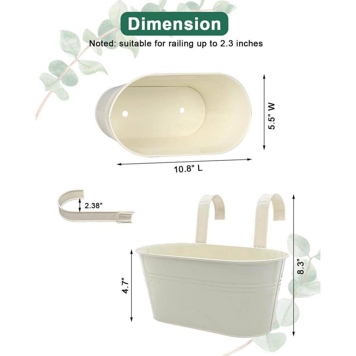 BLUMENTOPF-SET 5-teilig Metall Weiß - Weiß, Metall (13.5/21.2/27.3cm)