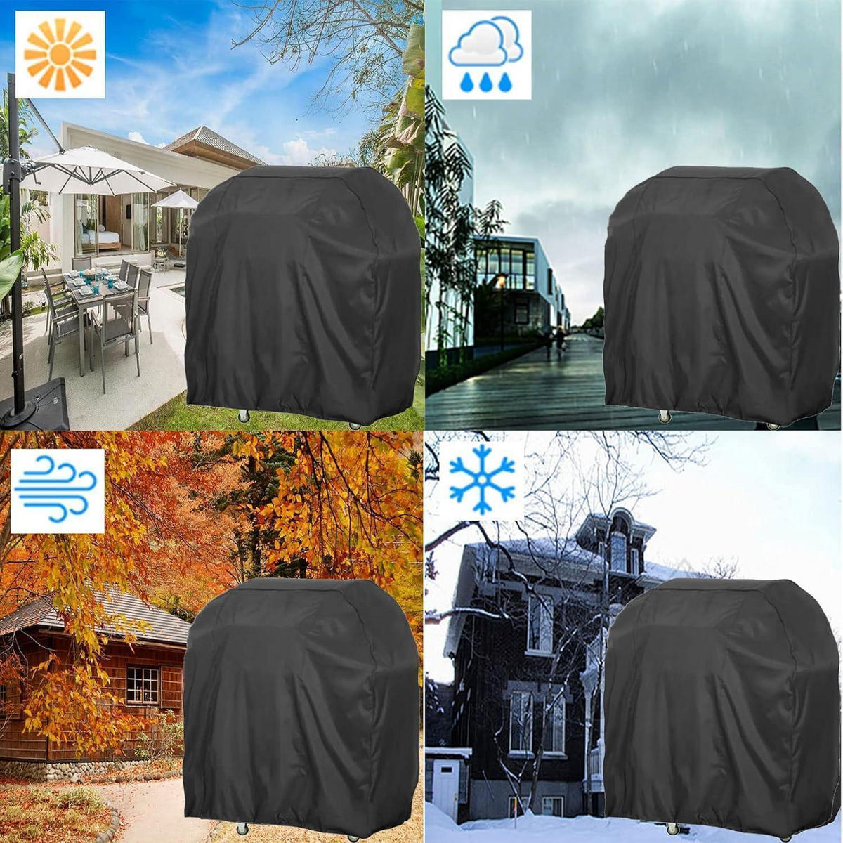 GRILL Abdeckhaube 117 x 66 x 117 cm 420D Oxford wetterfest - Schwarz, Textil (25.4/25.4/25.4cm)