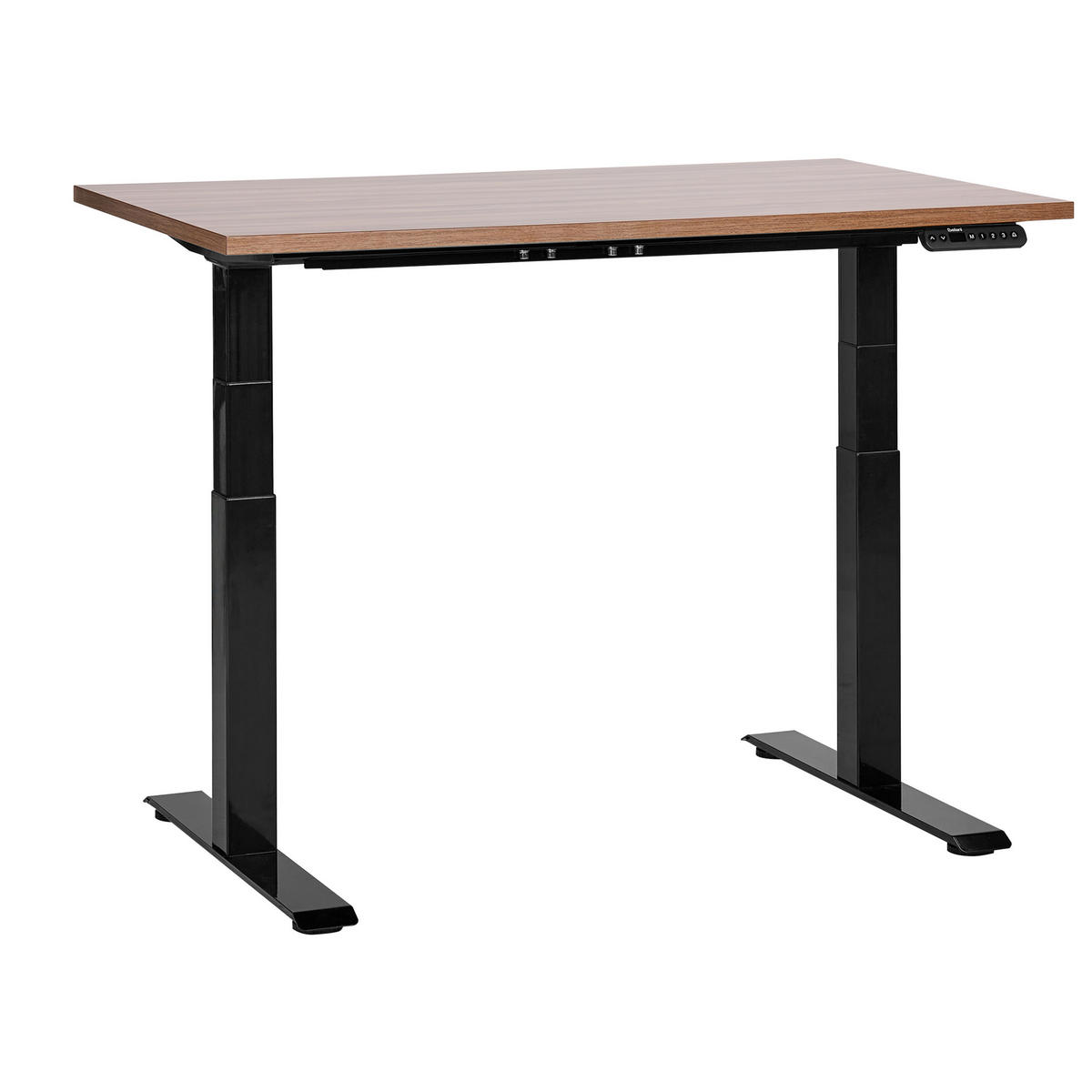 SCHREIBTISCH braunschwarz 120/72 cm elektrisch höhenverstellbar Destin III - Dunkelbraun/Schwarz, Holz (72/120/63cm) - Beliani