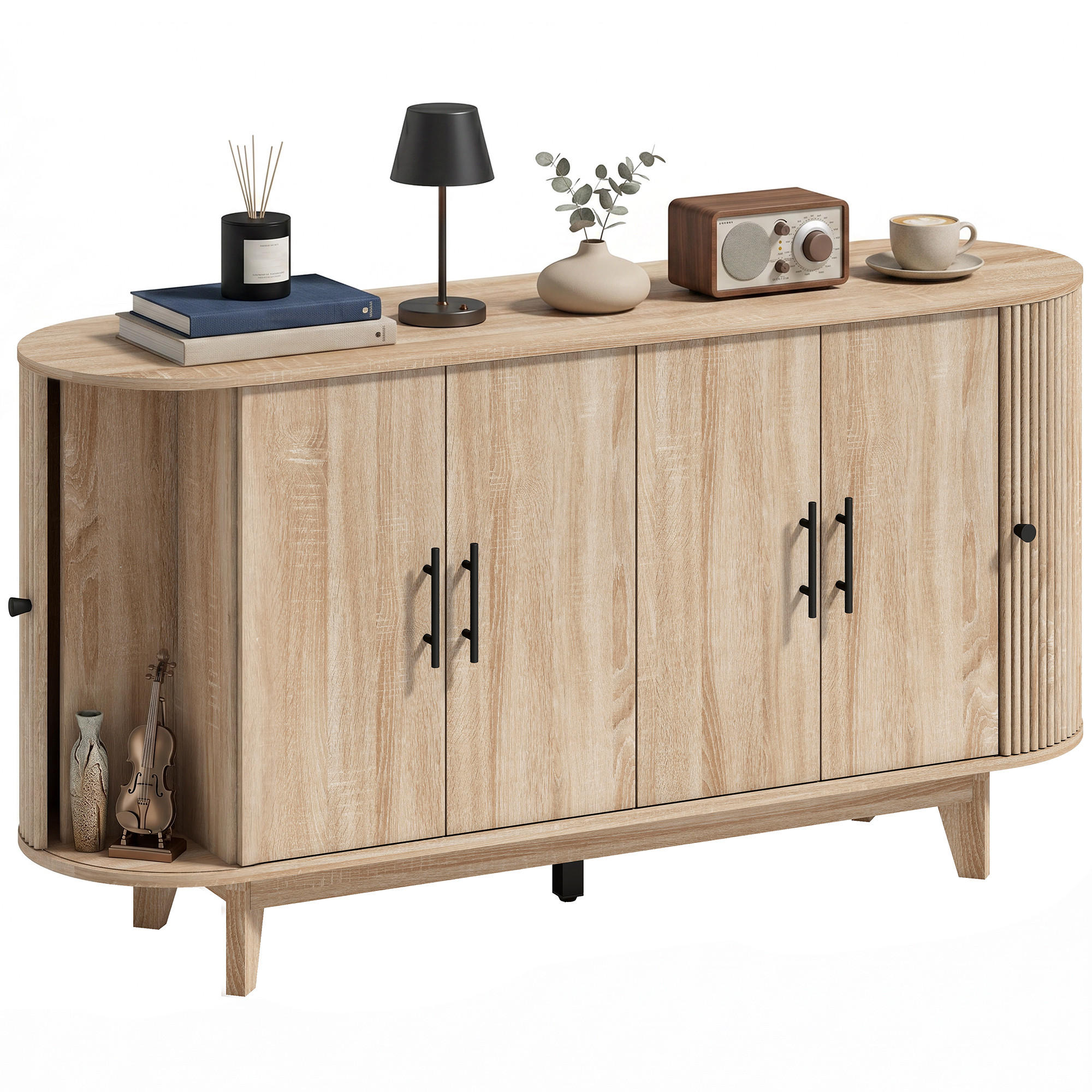 SIDEBOARD Eiche-Nachbildung, 4 Türen, 147/40/76 cm - Eichefarben, Holz (147/76/40cm) - PANGIVO