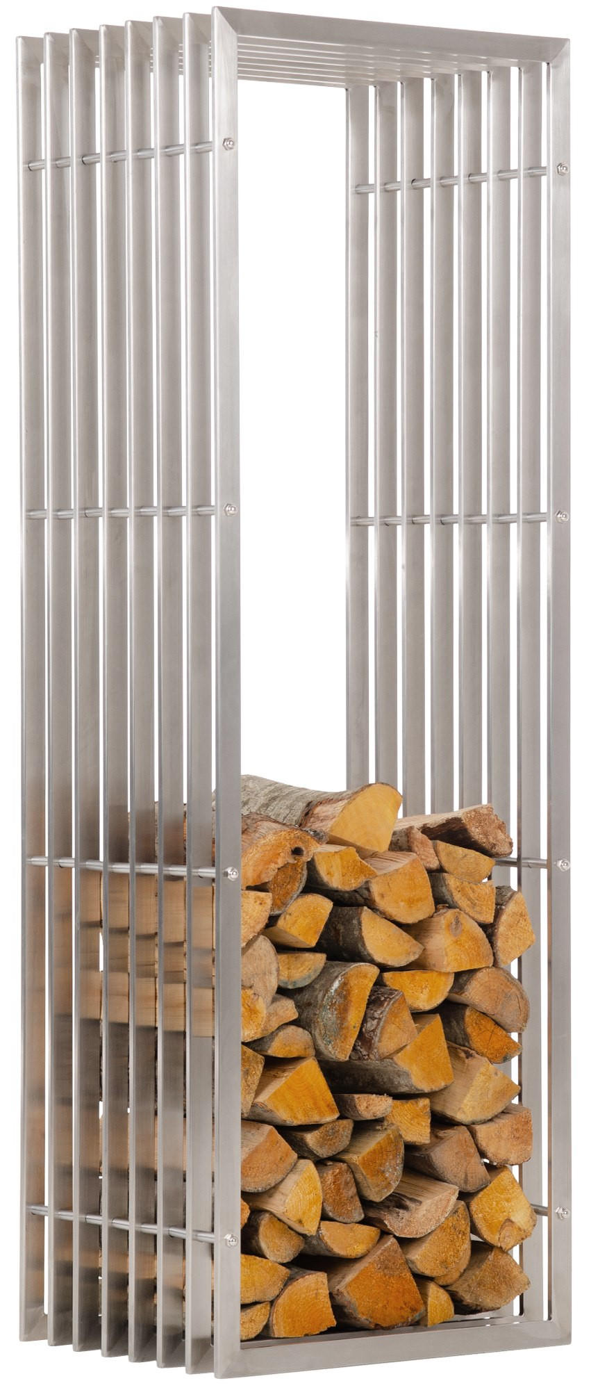 KAMINHOLZREGAL Metall PREMIUM Innen und Aussen Edelstahl 40x50x150 cm - Edelstahlfarben, Metall (50/150/40cm) - DELUKE