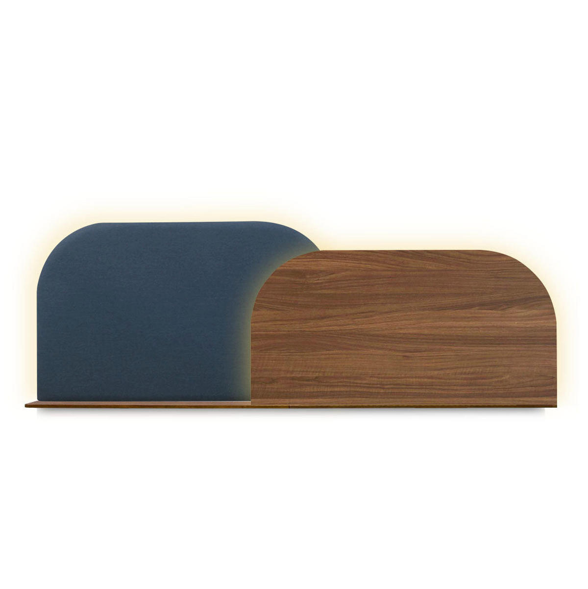 KOPFTEIL Alba mit Licht 180cm - Eichefarben/Grau, Holz/Textil (180/60/14cm) - Woodendot