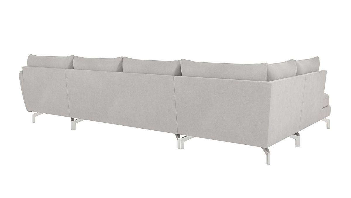 WOHNLANDSCHAFT Elou Silber Luxusmicrofaser - Chromfarben/Silberfarben, Textil/Metall (336/87/200cm) - S-Style Möbel