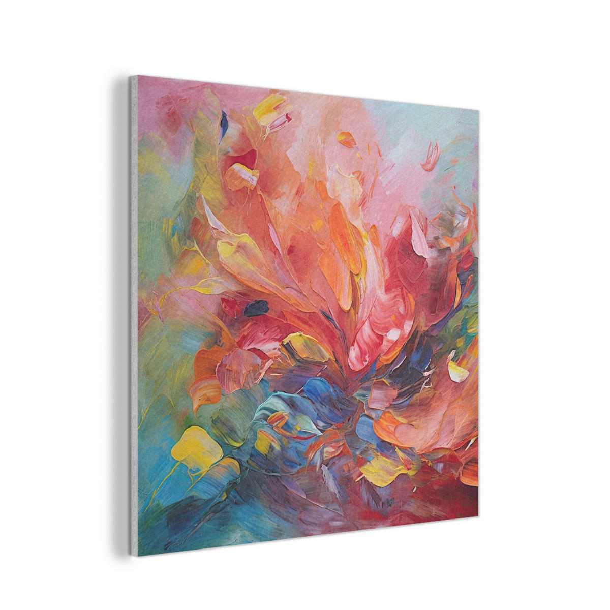 AKUSTIKBILD Ölgemälde - Kunst - Abstrakt - Farbenfroh Akustikpaneele 90x90 cm - Altrosa, Textil (90/90/0.9cm) - MuchoWow