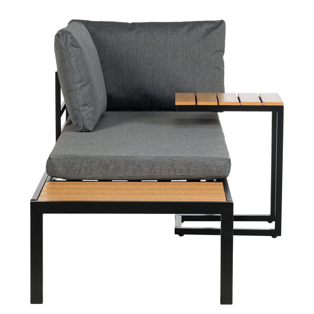 LOUNGESET - Polywood / Polyester - Grau - 2-teilig - Anthrazit/Braun, Holzwerkstoff/Textil - home24