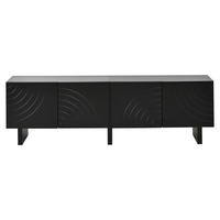 LOWBOARD Schwarz 180/40/55 cm, 4 Türen, Struktur-Design - Schwarz, Holzwerkstoff (180/55/40cm) - PANGIVO