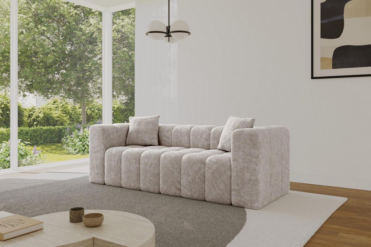 POHOVKA 2-MÍSTNÁ DONY-2 232x90x71 cm Světle šedá Žinylka - černá/světle šedá, kompozitní dřevo/textil (232/71/90cm) - ALTDECOR