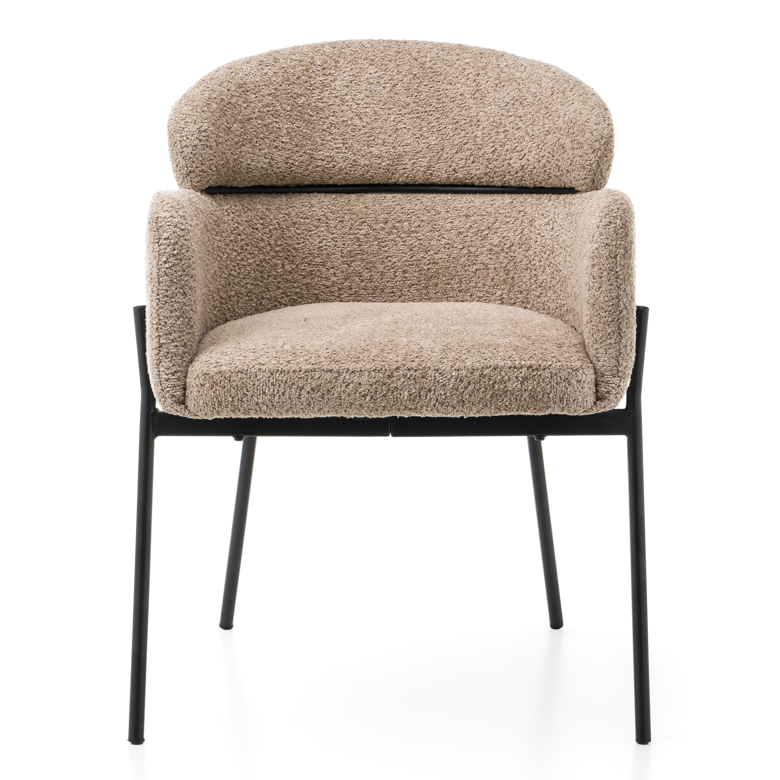 STUHL BOLZANO gepolsterter mit Steppung - dunkelbeige - Boucle - Beige/Schwarz, Textil/Metall (62/80/61cm) - NEW HOME