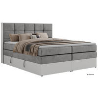 BOXSPRINGBETT ALVIT KING 180/200 - Hellgrau Velvet - Topper T25 - H4 - Hellgrau/Schwarz, Kunststoff/Textil (180/200cm) - MKS