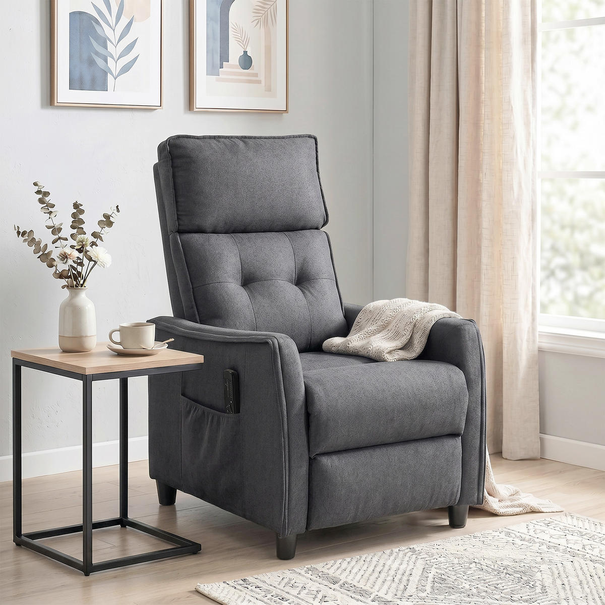 MASSAGERELAXSESSEL Leinen Grau - Grau, Kunststoff/Textil (69/104/93cm) - HOMCOM