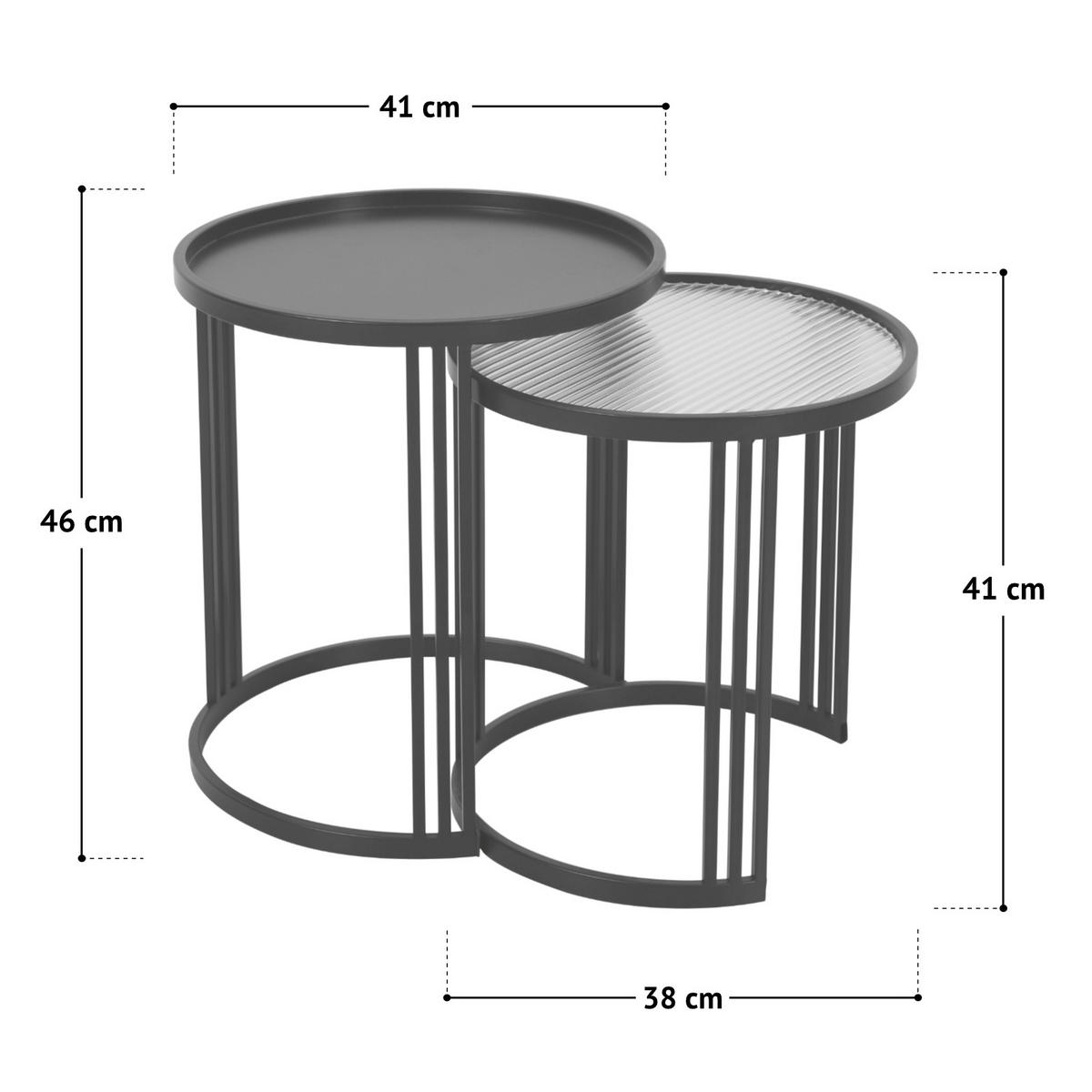 BEISTELLTISCH Ladar 2er Set Schwarz - Schwarz, Metall (41/41/46cm) - SVITA