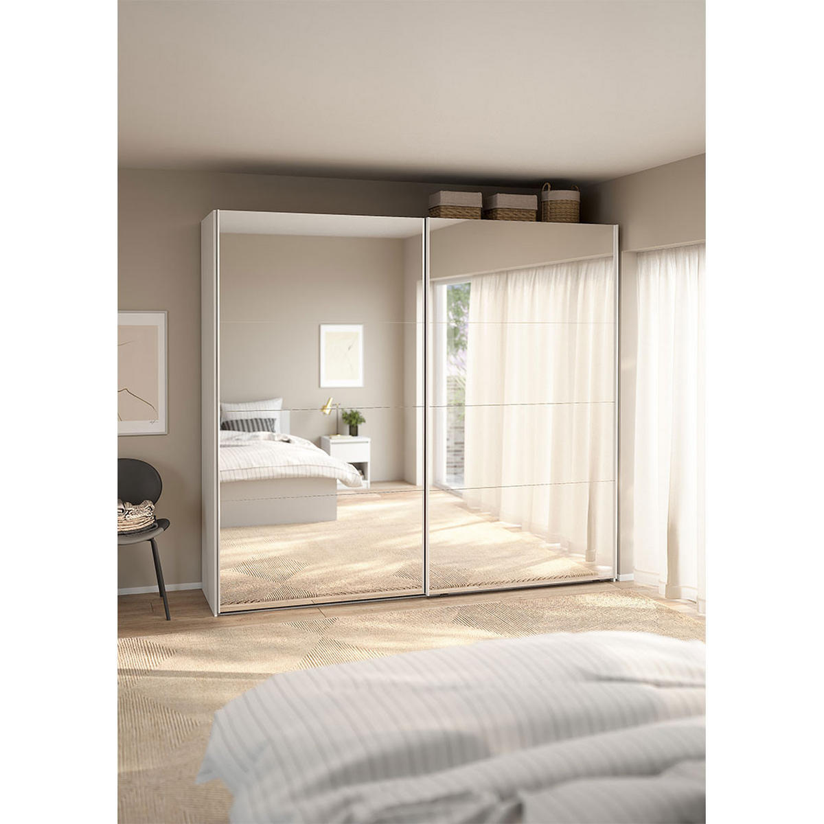 SCHIEBETÜRENSCHRANK, Catania, Weiß, Holzwerkstoff, 244 x 67 x 221 cm - Weiß, Holzwerkstoff (244/221/67cm) - ebuy24