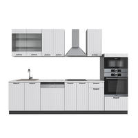 KÜCHENZEILE Fame-Line Weiß Landhaus/Anthrazit 300 cm mit Hochschrank AP Marmor - Anthrazit/Creme, Holzwerkstoff (300/81.6/60cm) - Vicco
