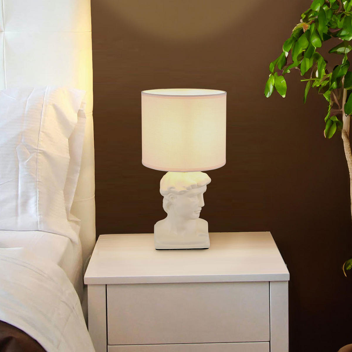 TISCHLEUCHTE Hermes Creme Textil - Beige, Textil (17.5/17.5/33cm) - Globo Lighting