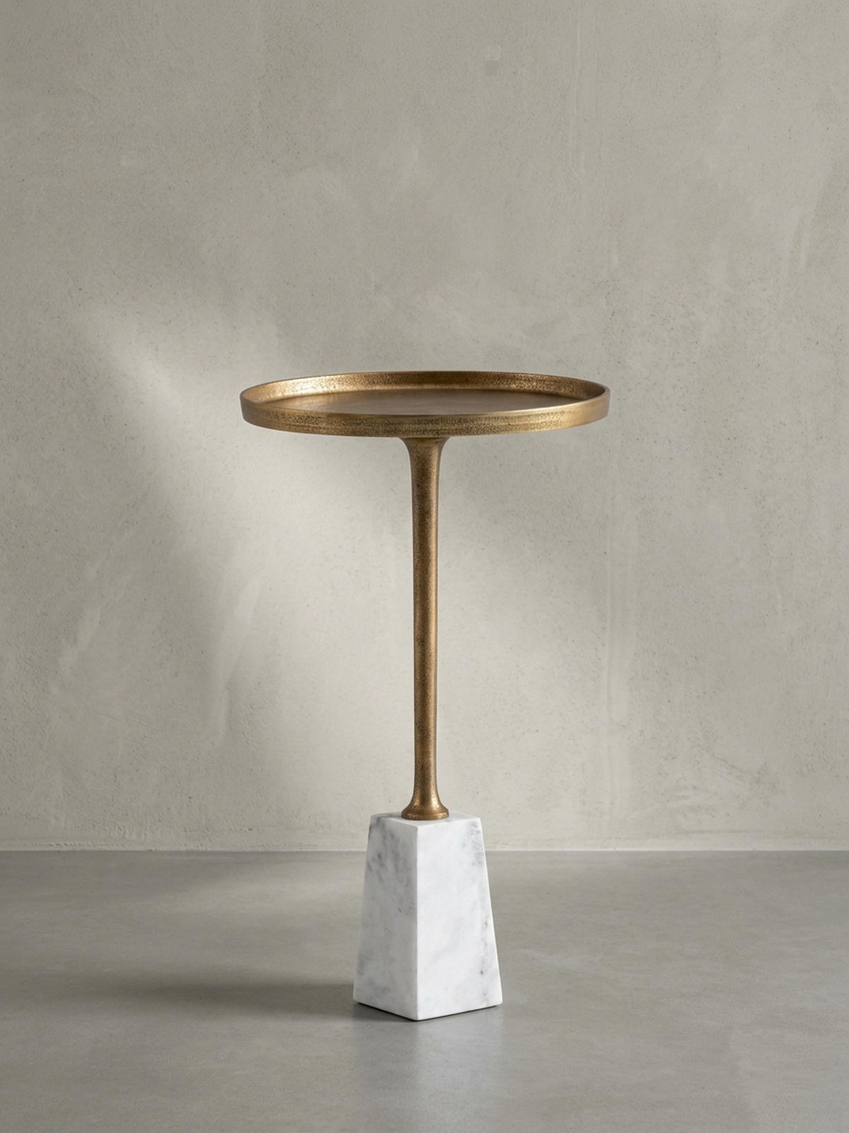 BEISTELLTISCH – Rund Marmor Weiß Gold Metall 34x34x58 cm - Goldfarben/Weiß, Metall (34/34/58cm) - KADIMA DESIGN