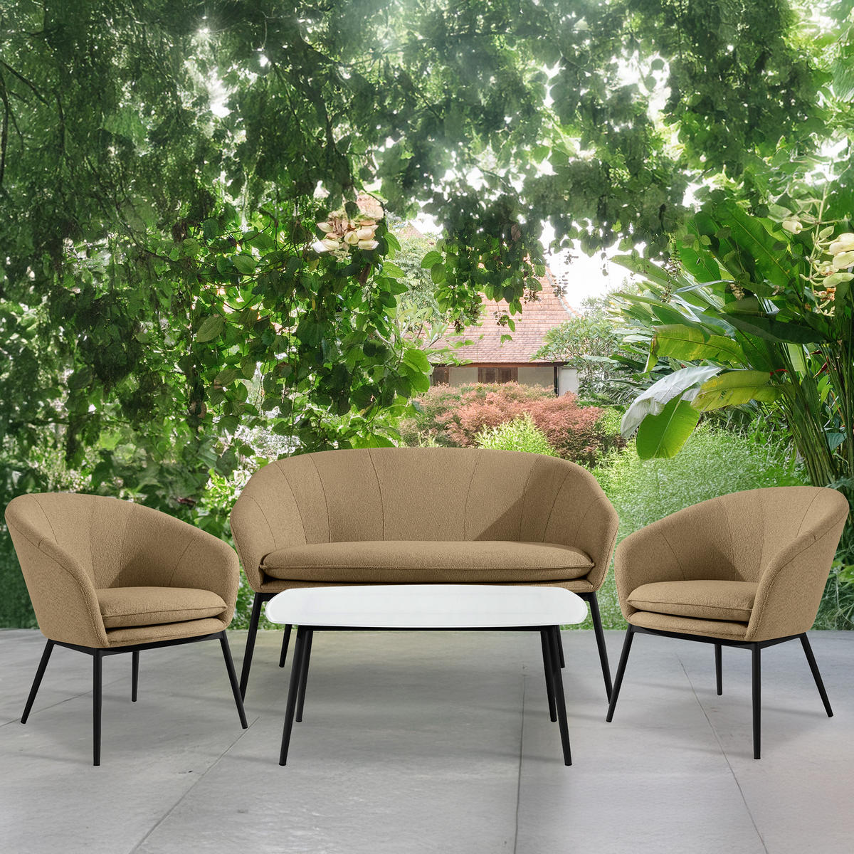 GARTENGARNITUR SOLIS - Beige, Textil/Metall - KONSIMO®
