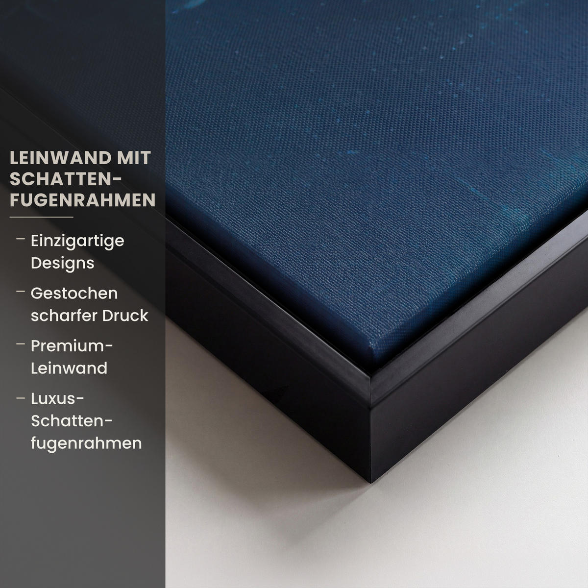 LEINWAND Bilder mit Rahmen - Skyline - Pinselstriche - Dunkelblau - Leuchtend - 90x90 - Blau, Textil (90/90cm) - MuchoWow